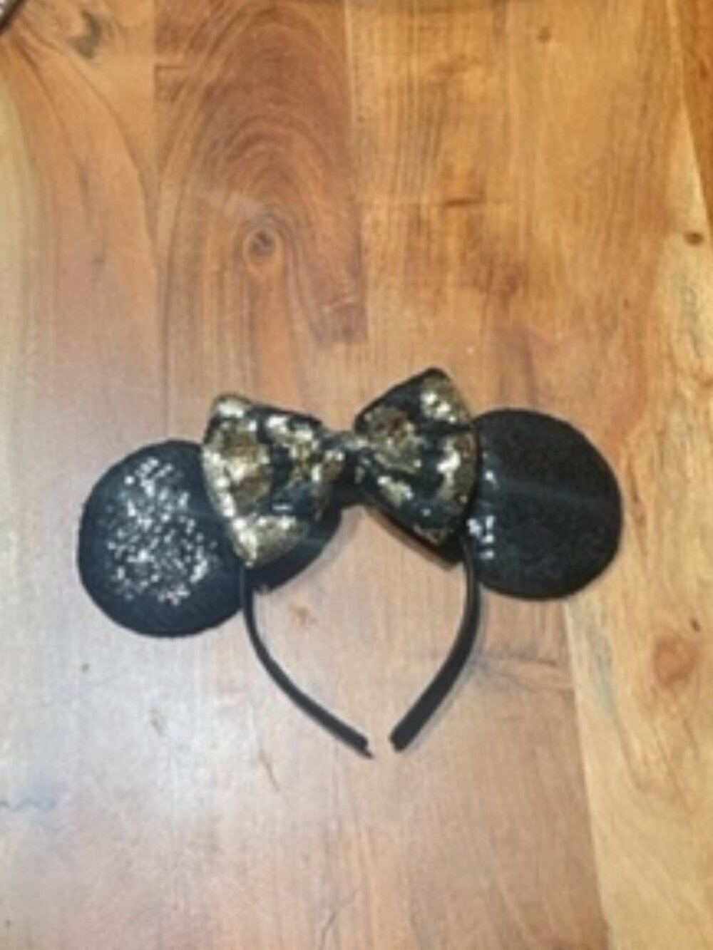 Disney Minnie Ears Headband - Black Ears with Gold Bow
